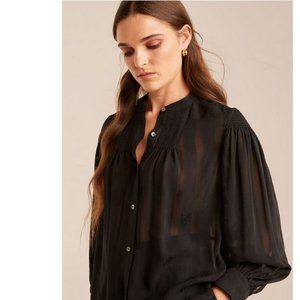 NWT Rebecca Taylor black 100% silk button up top